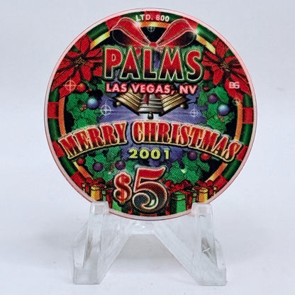 Palms Casino Resort Las Vegas Nevada 2001 'Christmas' LE $5 Casino Chip V9432
