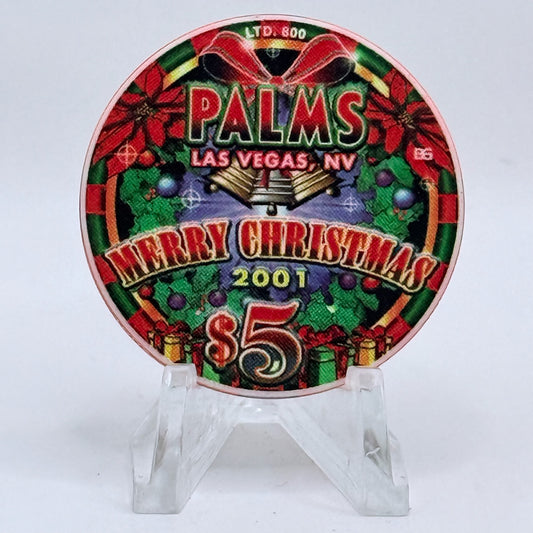 Palms Casino Resort Las Vegas Nevada 2001 'Christmas' LE $5 Casino Chip V9432