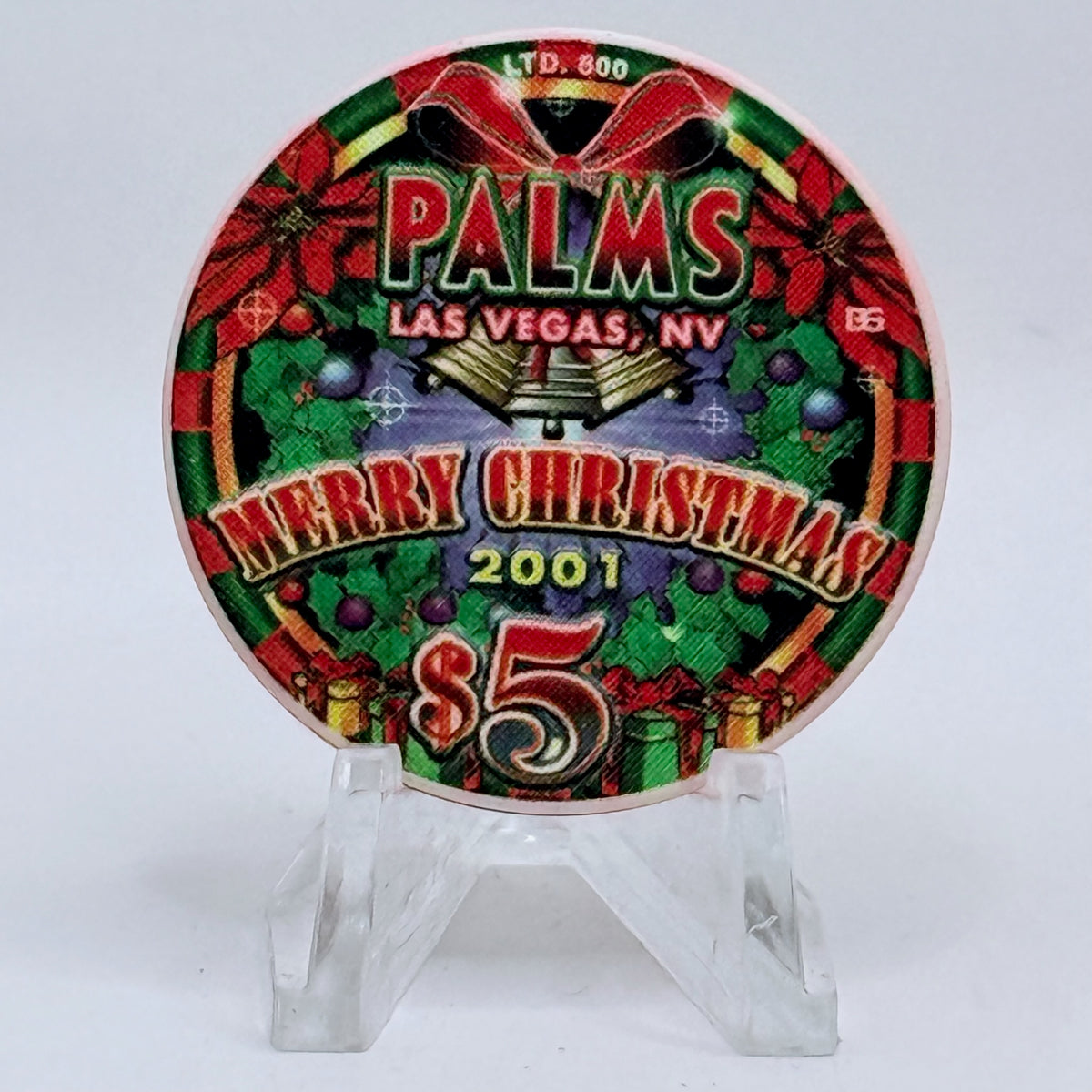 Palms Casino Resort Las Vegas Nevada 2001 'Christmas' LE $5 Casino Chip V9432