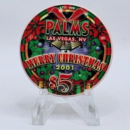 Palms Casino Resort Las Vegas Nevada 2001 'Christmas' LE $5 Casino Chip V9432
