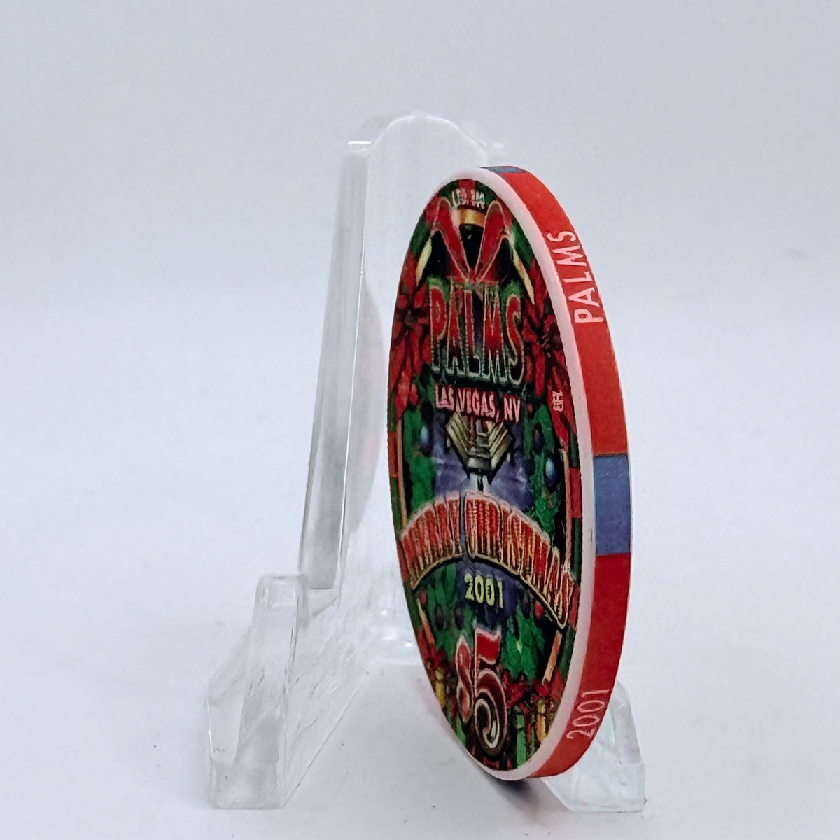Palms Casino Resort Las Vegas Nevada 2001 'Christmas' LE $5 Casino Chip V9432