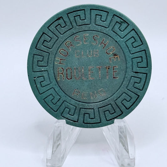 Horseshoe Club Reno Nevada 1970s Series 141 Green Roulette Casino Chip N5814