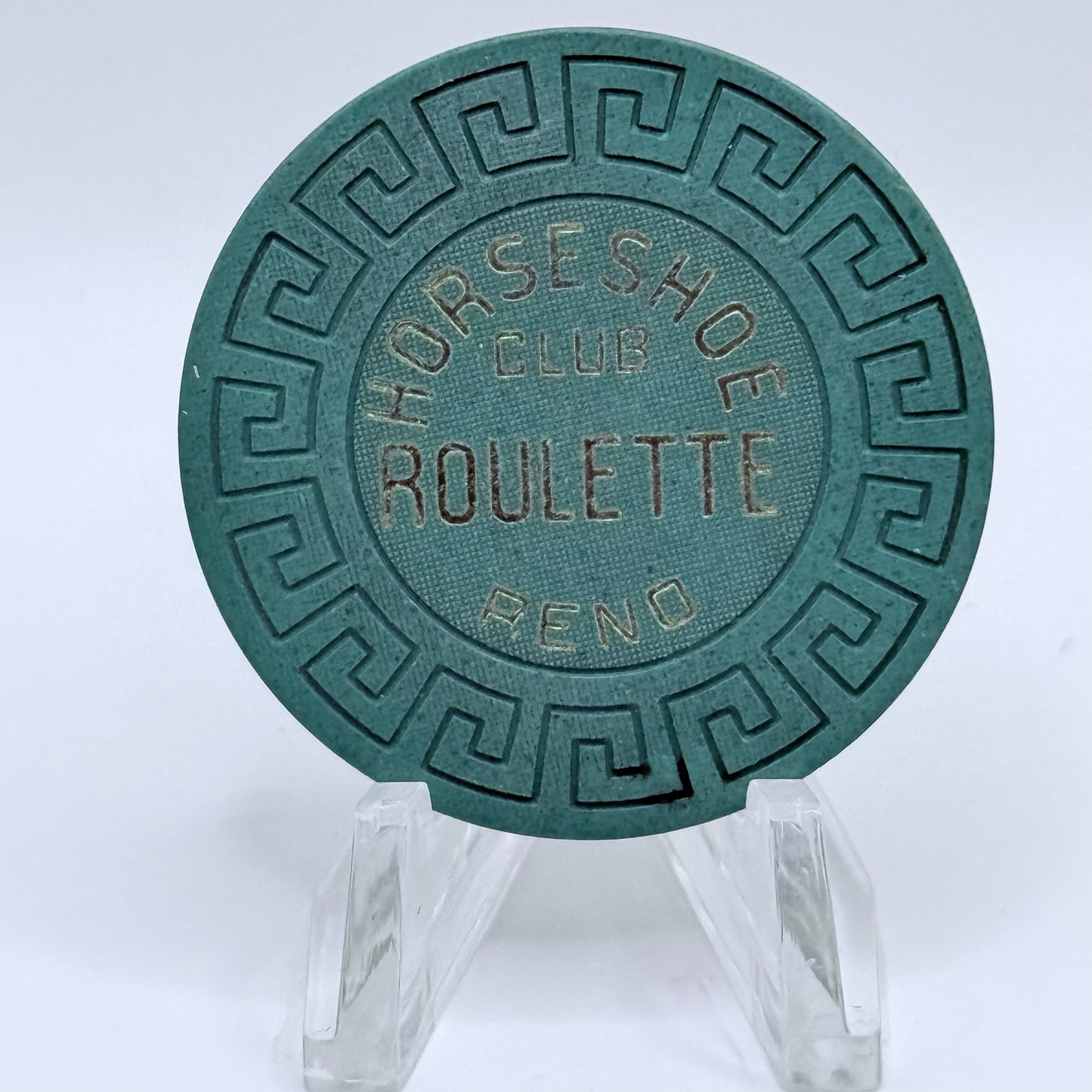 Horseshoe Club Reno Nevada 1970s Series 141 Green Roulette Casino Chip N5814