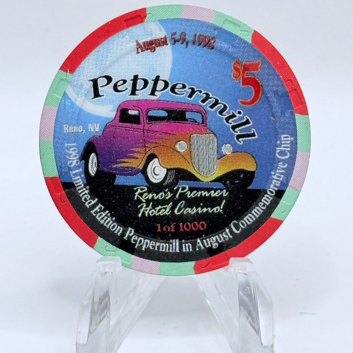 Peppermill Reno Nevada 1998 'Hot August Nights' LE $5 Casino Chip V3205