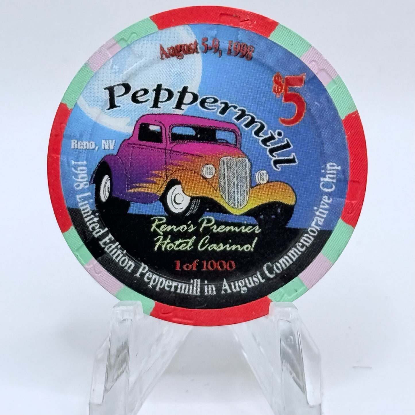 Peppermill Reno Nevada 1998 'Hot August Nights' LE $5 Casino Chip V3205