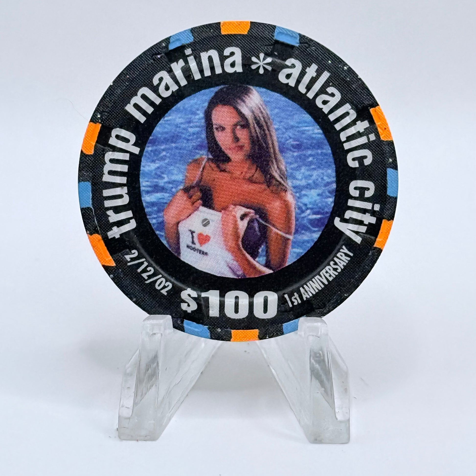 Trump Marina Huron Avenue Brigantine Blvd 2002 '1st Anniversary' LE $100 Casino Chip