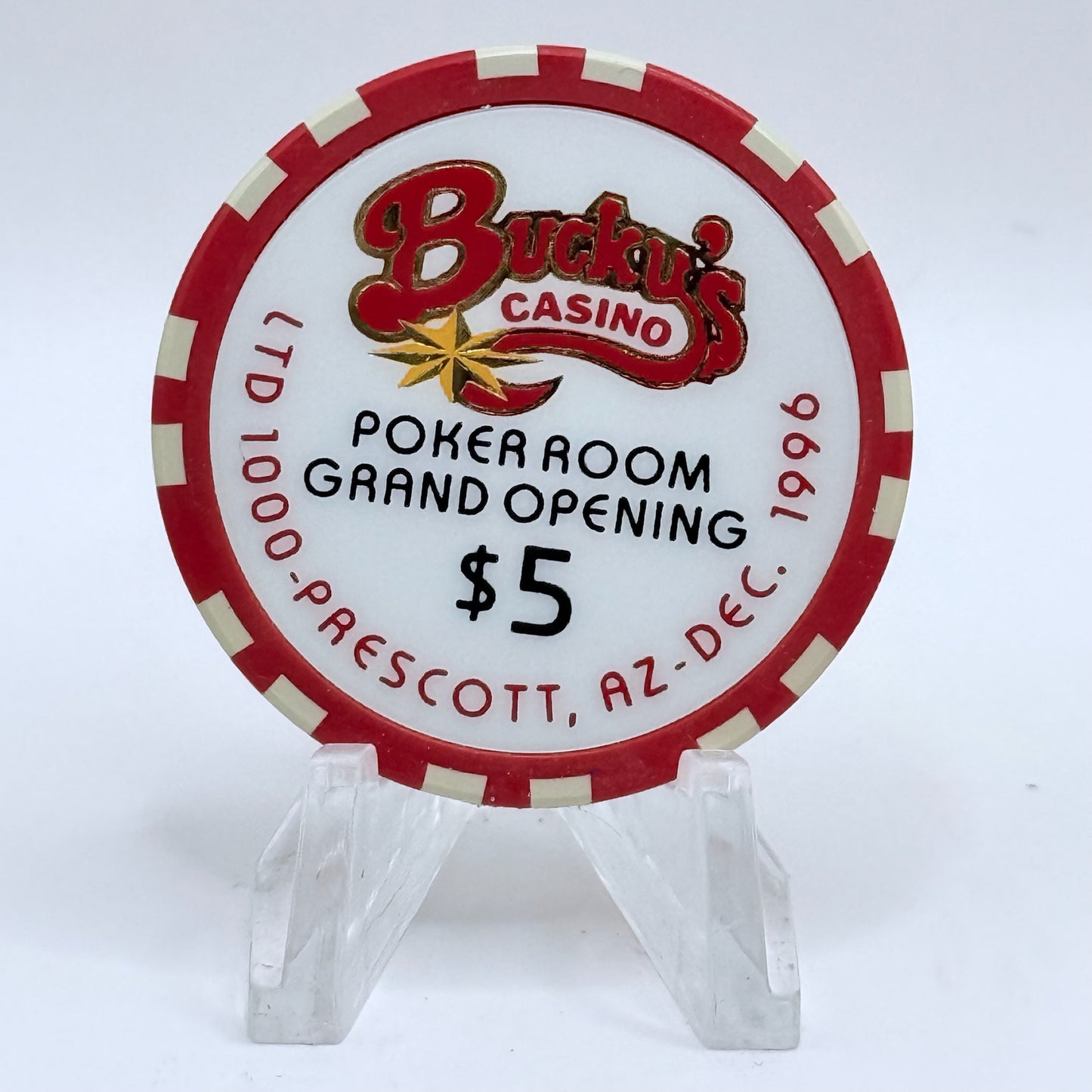 Bucky's Casino Prescott Arizona 1996 LE $5 Casino Chip
