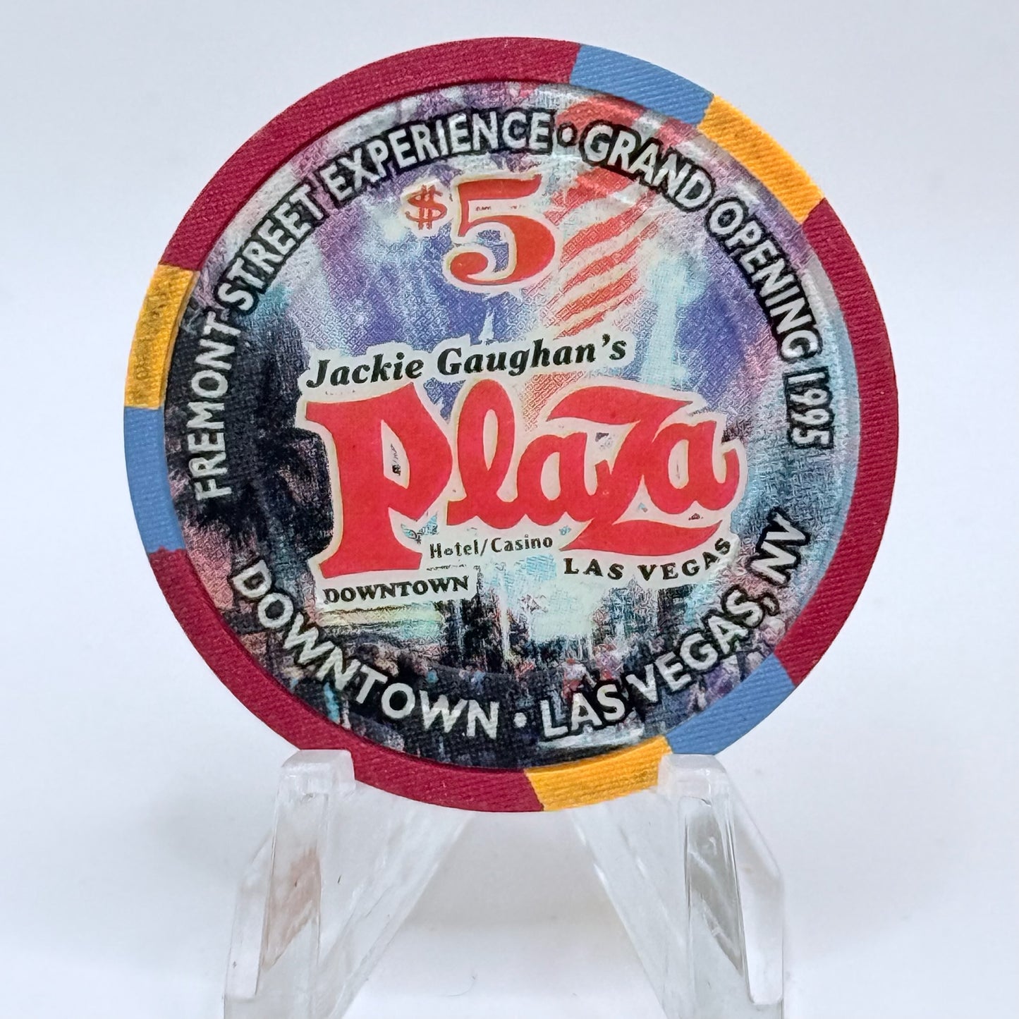 Jackie Gaughan's Plaza Las Vegas Nevada 1995 'Fremont St. Experience' LE $5 Casino Chip N2412