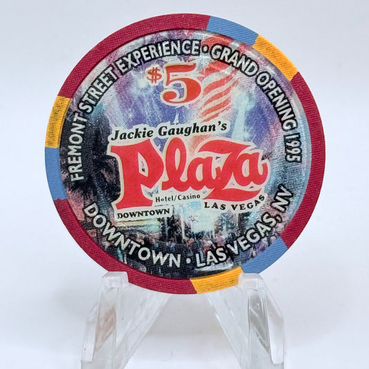 Jackie Gaughan's Plaza Las Vegas Nevada 1995 'Fremont St. Experience' LE $5 Casino Chip N2412