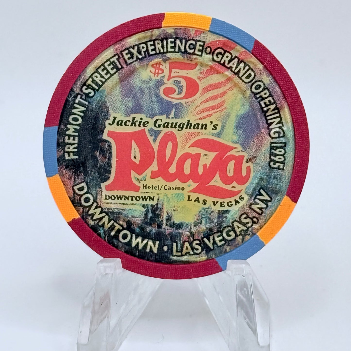 Jackie Gaughan's Plaza Las Vegas Nevada 1995 'Fremont St. Experience' LE $5 Casino Chip N2412