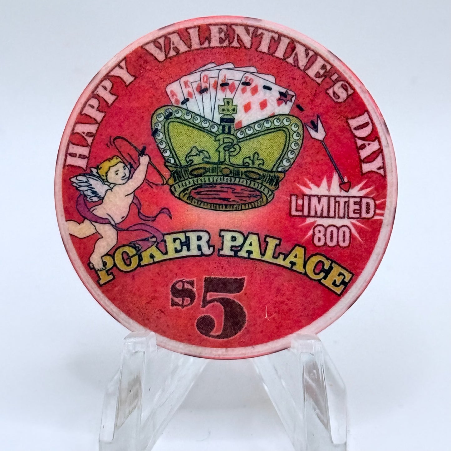 Poker Palace N. Las Vegas Nevada 1999 'Happy Valentine's Day' LE $5 Casino Chip V3232