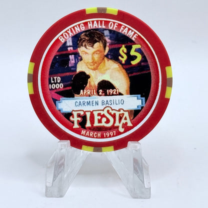 Fiesta Rancho N. Las Vegas Nevada 1997 'Carmen Basilio' Series 4 LE $5 Casino Chip N8223