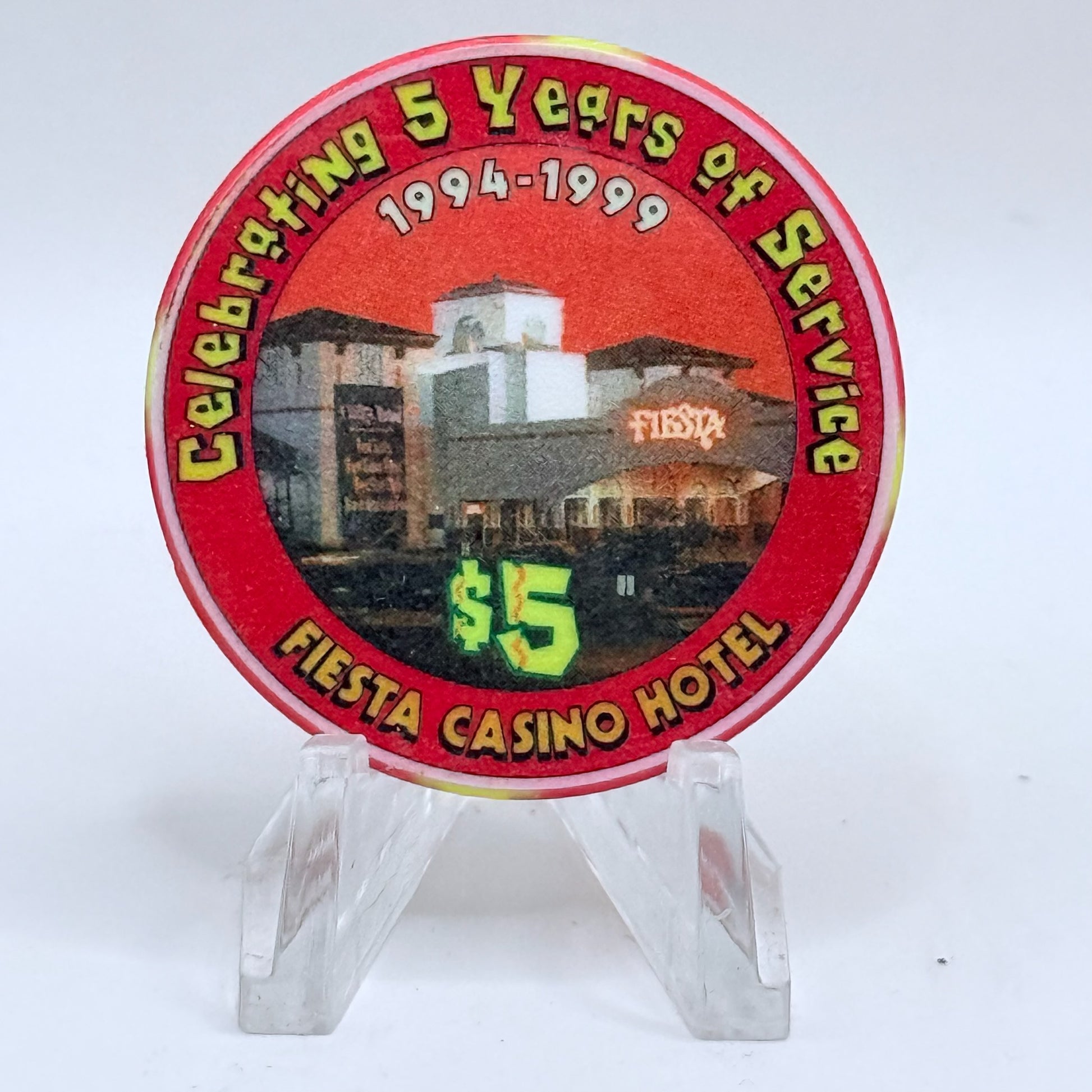 Fiesta Rancho N. Las Vegas Nevada 1999 '5th Anniversary' LE $5 Casino Chip V4099