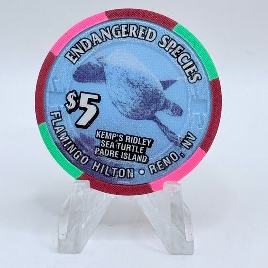 Flamingo Hilton Reno Nevada 1996 'Sea Turtle' Series 10 LE $5 Casino Chip N8324