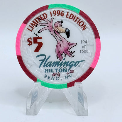 Flamingo Hilton Reno Nevada 1996 'Sea Turtle' Series 10 LE $5 Casino Chip N8324