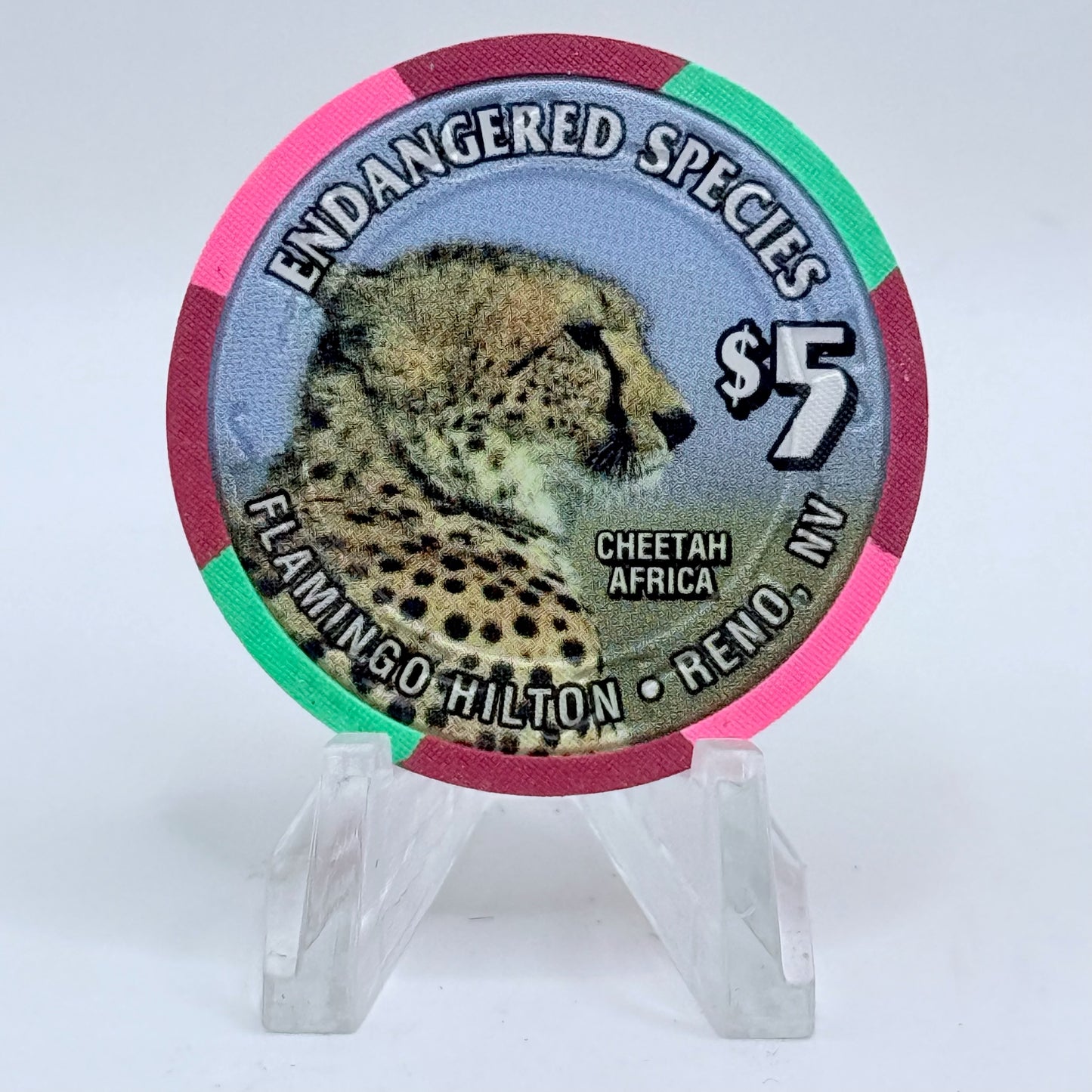 Flamingo Hilton Reno Nevada 1996 'Cheetah' Series 10 LE $5 Casino Chip N8329