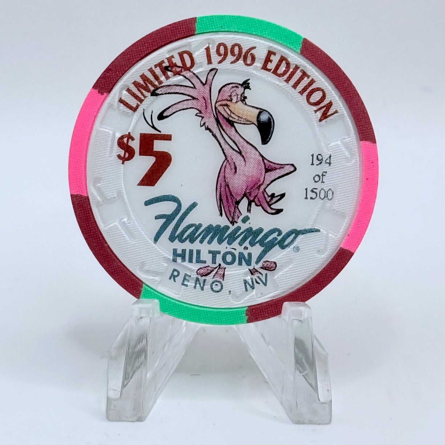 Flamingo Hilton Reno Nevada 1996 'Gorilla' Series 10 LE $5 Casino Chip N8323