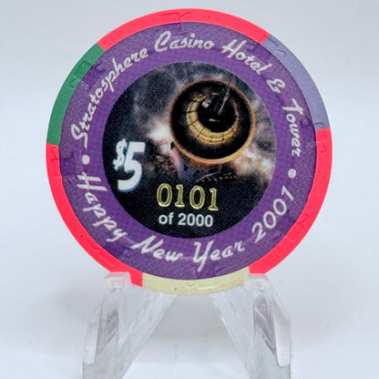 Stratosphere Las Vegas Nevada 2000 'Happy New Year' LE $5 Casino Chip V7516