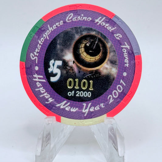 Stratosphere Las Vegas Nevada 2000 'Happy New Year' LE $5 Casino Chip V7516