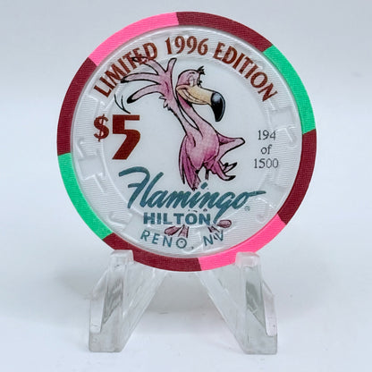 Flamingo Hilton Reno Nevada 1996 'Giant Panda' Series 10 LE $5 Casino Chip N8325