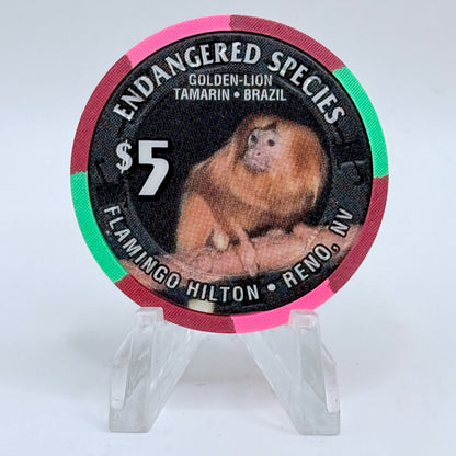 Flamingo Hilton Reno Nevada 1996 'Golden-Lion Tamarin' Series 10 LE $5 Casino Chip N8320