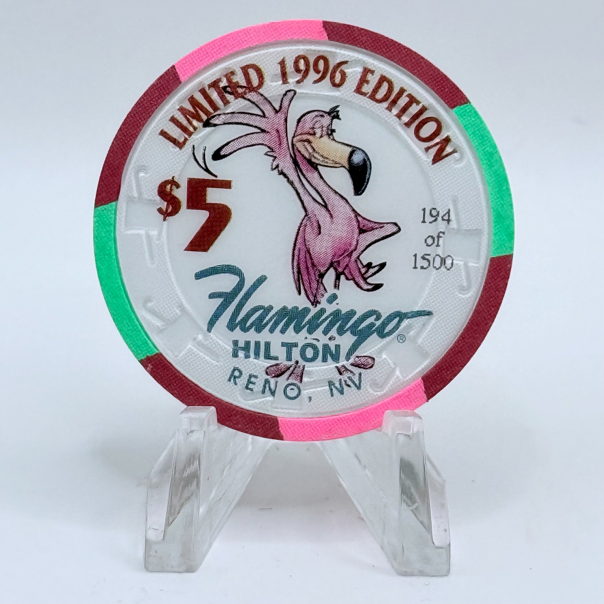 Flamingo Hilton Reno Nevada 1996 'Golden-Lion Tamarin' Series 10 LE $5 Casino Chip N8320
