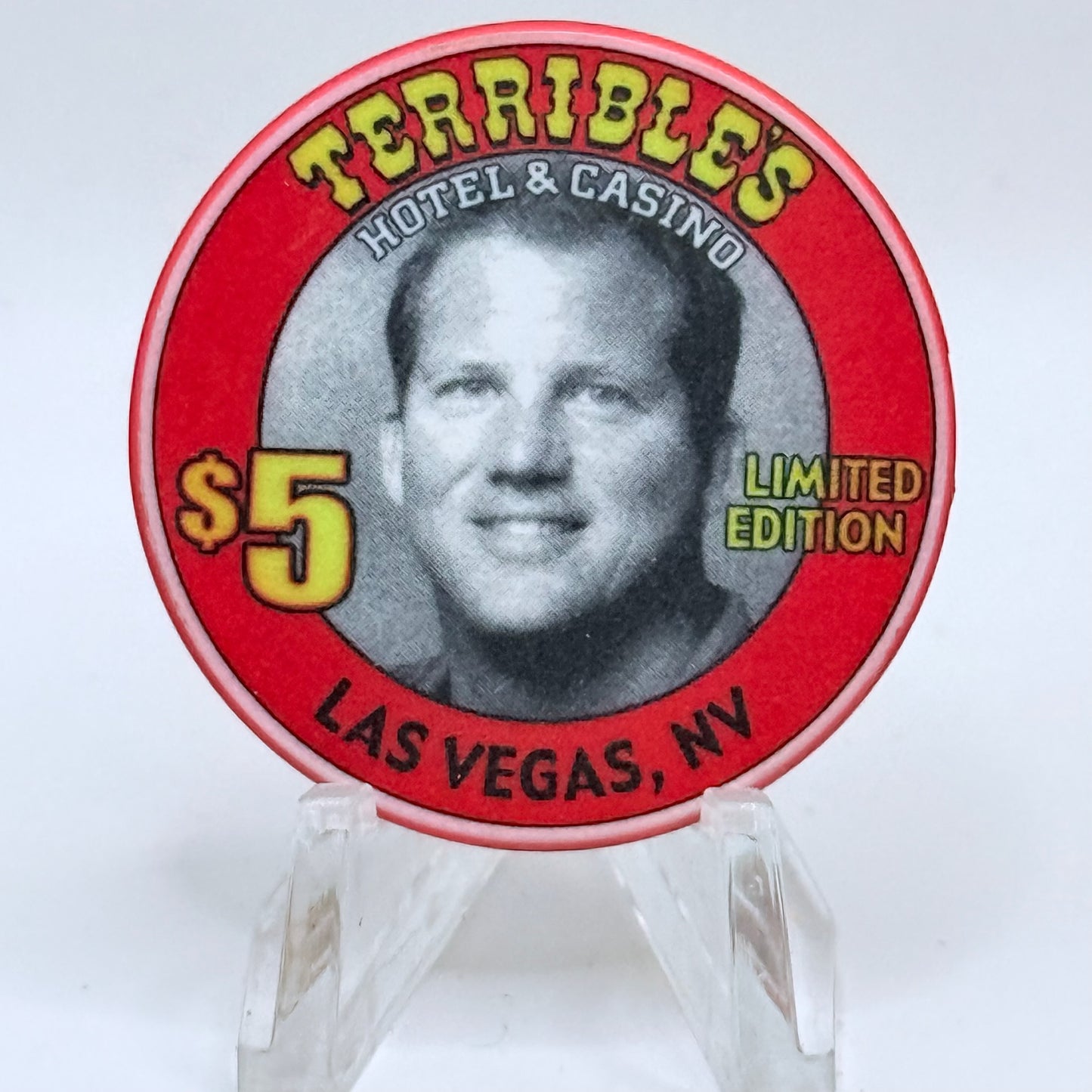 Terrible's Hotel Casino Las Vegas Nevada 2001 'Troy Herbst, 1st Anniversary' LE $5 Casino Chip V9883