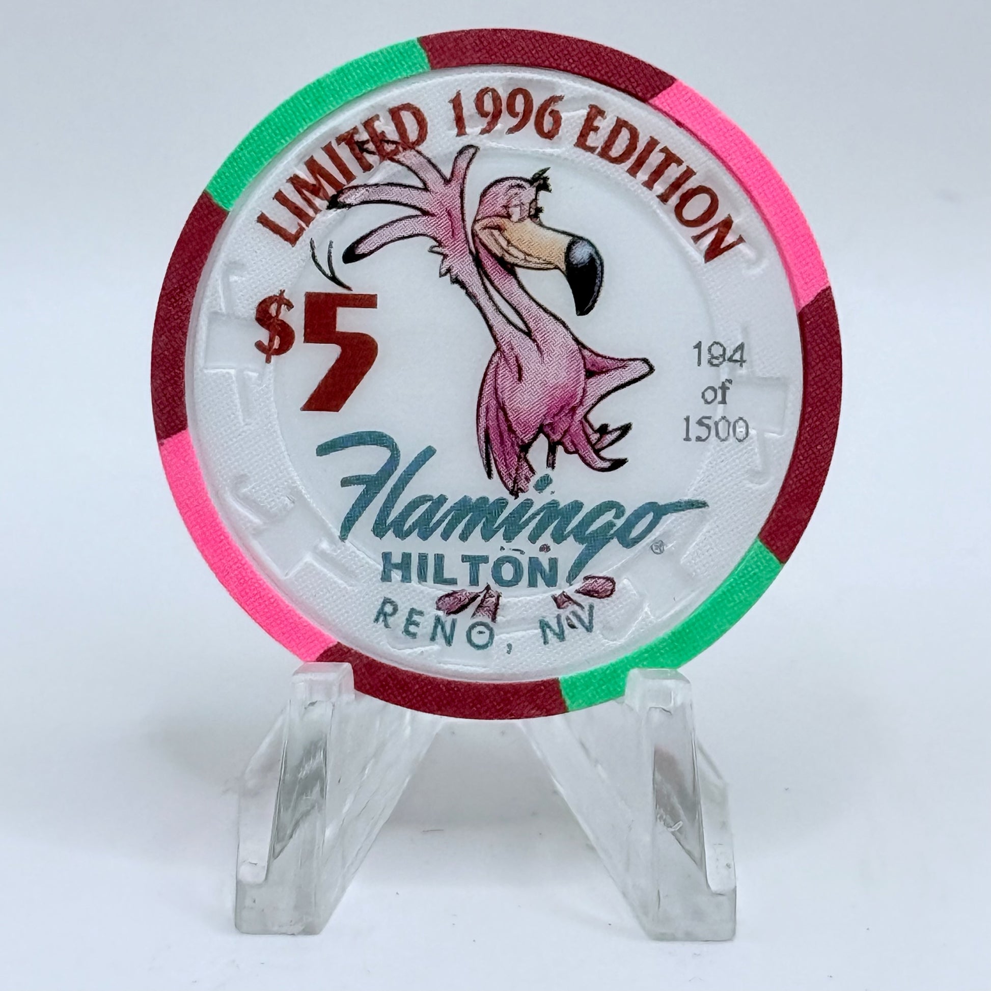 Flamingo Hilton Reno Nevada 1996 'Condor' Series 10 LE $5 Casino Chip N8330