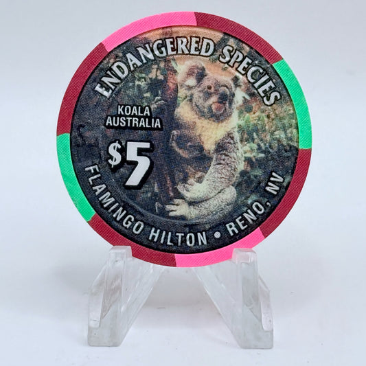 Flamingo Hilton Reno Nevada 1996 'Koala' Series 10 LE $5 Casino Chip N8327