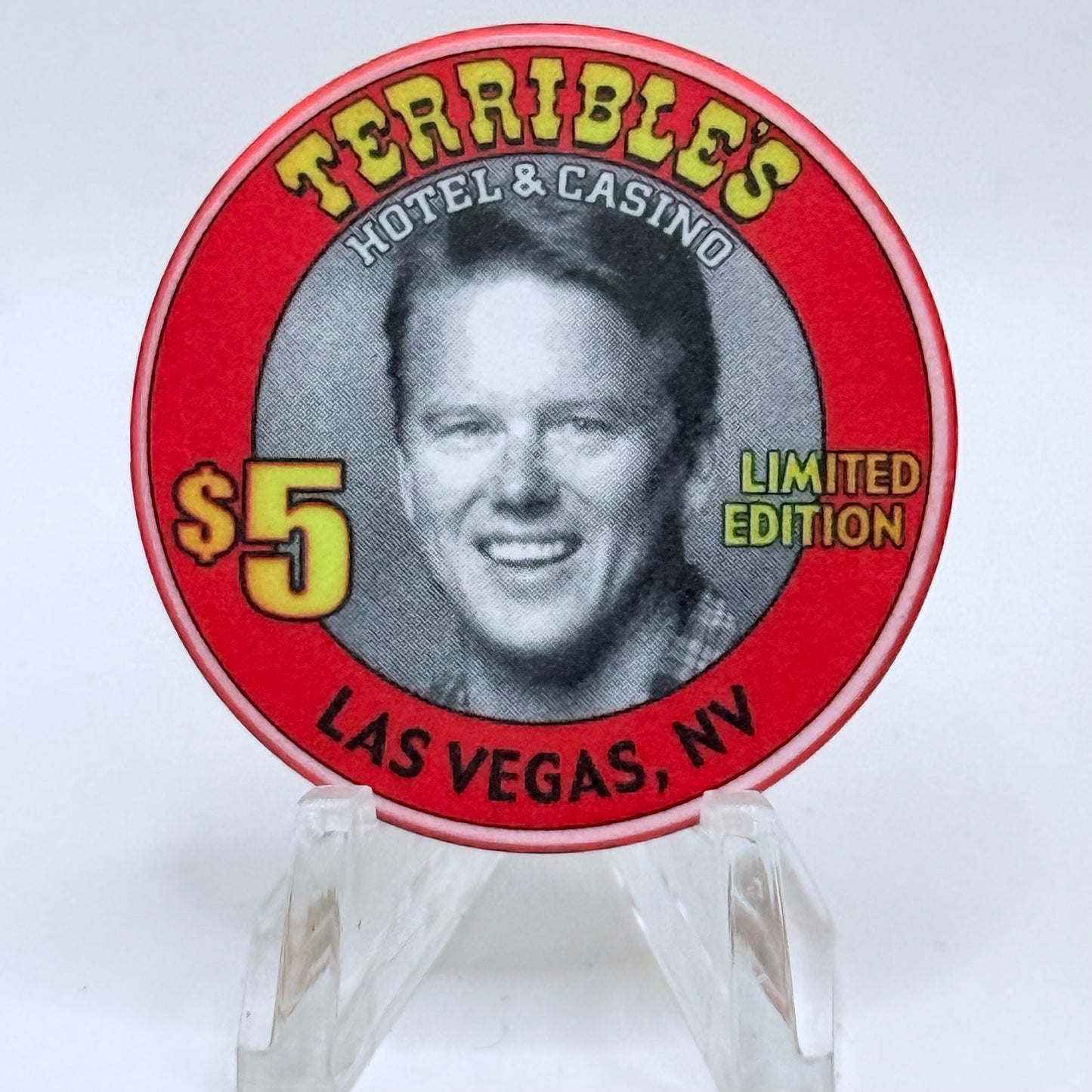 Terrible's Hotel Casino Las Vegas Nevada 2001 'Tim Herbst, 1st Anniversary' LE $5 Casino Chip V9882