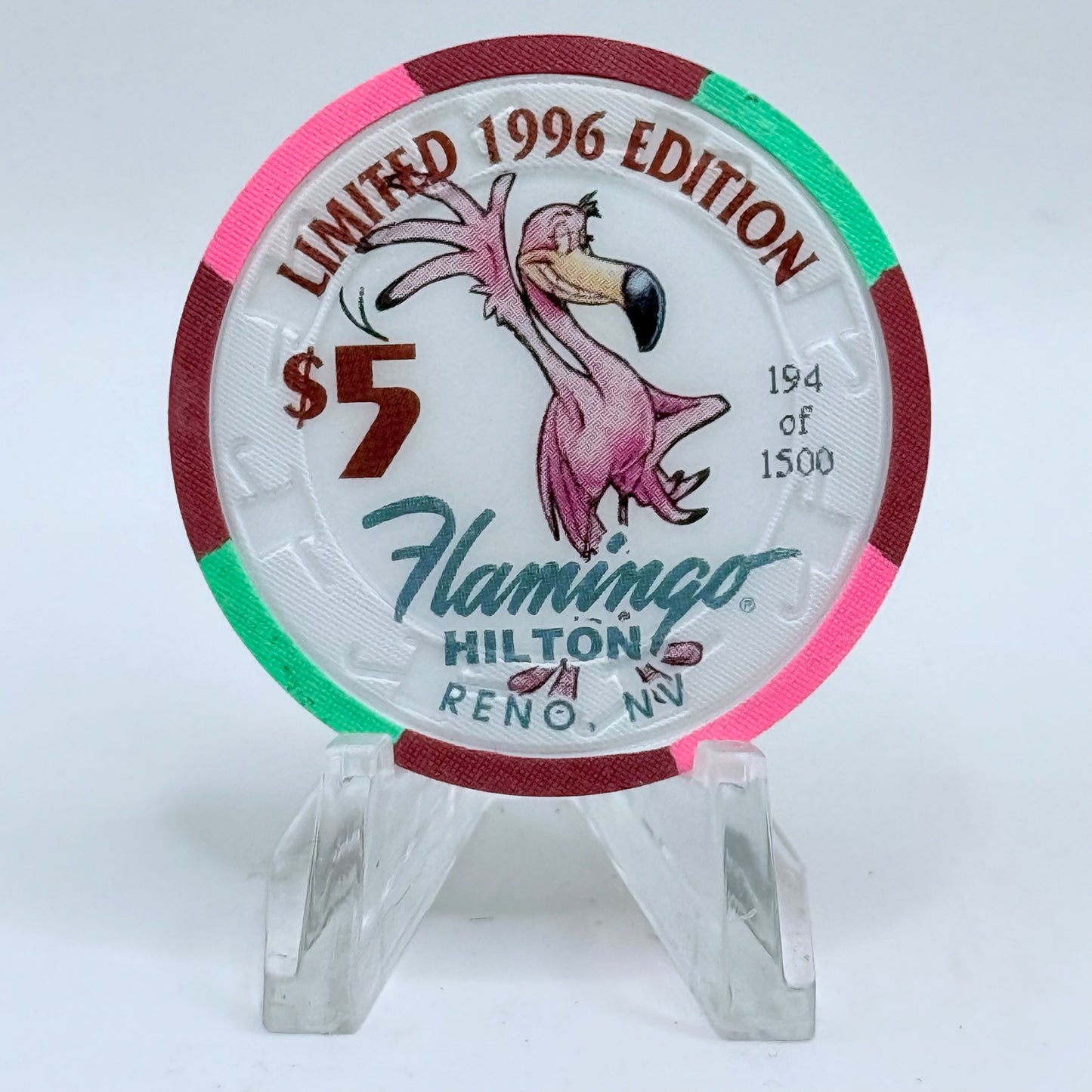Flamingo Hilton Reno Nevada 1996 'Koala' Series 10 LE $5 Casino Chip N8327