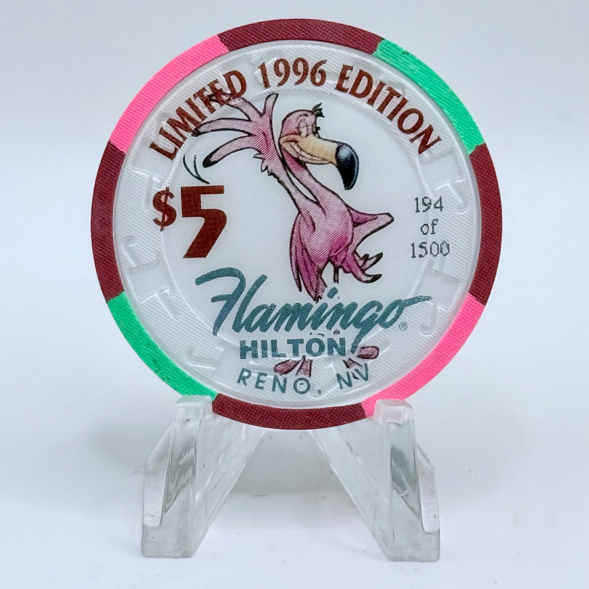 Flamingo Hilton Reno Nevada 1996 'Koala' Series 10 LE $5 Casino Chip N8327