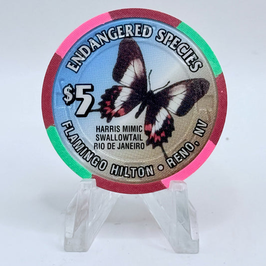 Flamingo Hilton Reno Nevada 1996 'Butterfly' Series 10 LE $5 Casino Chip N8329