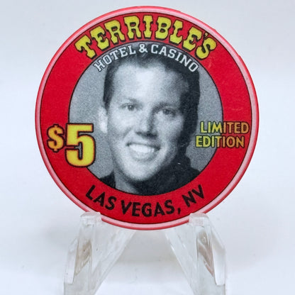 Terrible's Hotel Casino Las Vegas Nevada 2001 'Ed Herbst, 1st Anniversary' LE $5 Casino Chip V9881