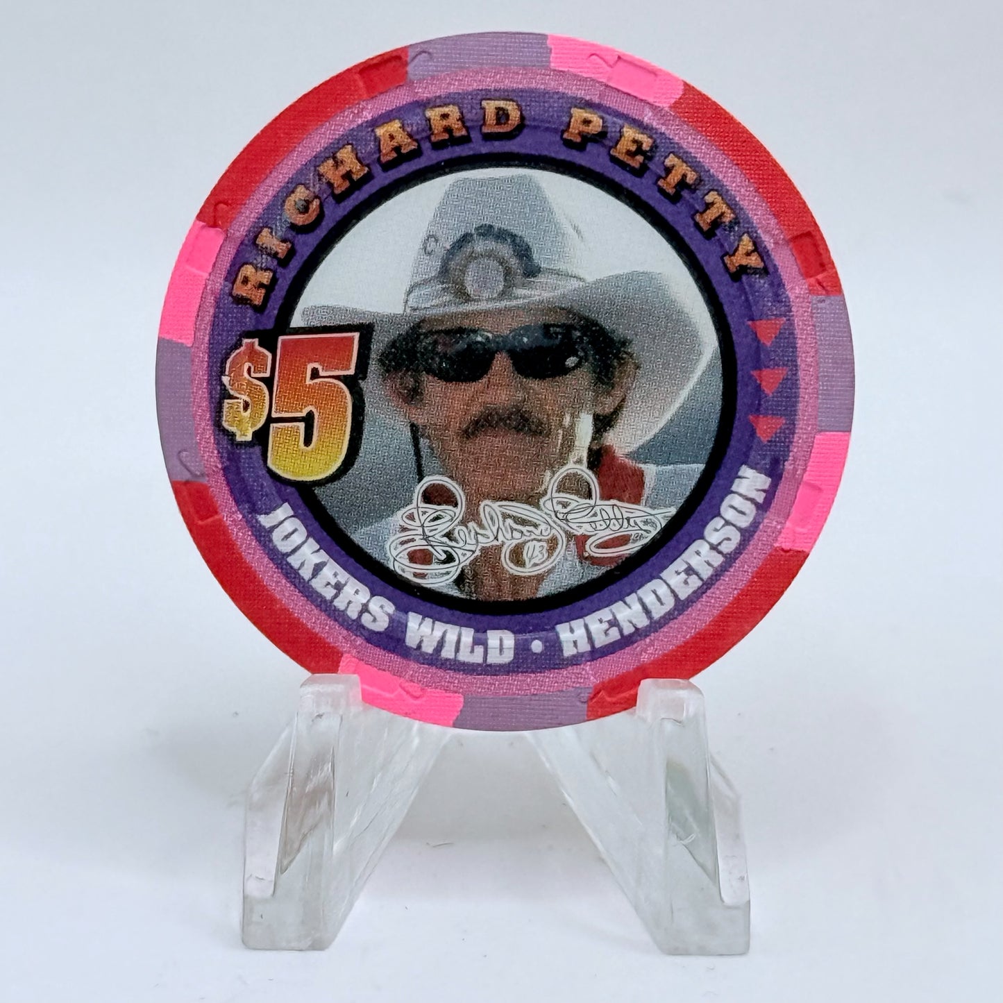 Jokers Wild Henderson Nevada 2001 'Richard Petty' LE $5 Casino Chip V7340