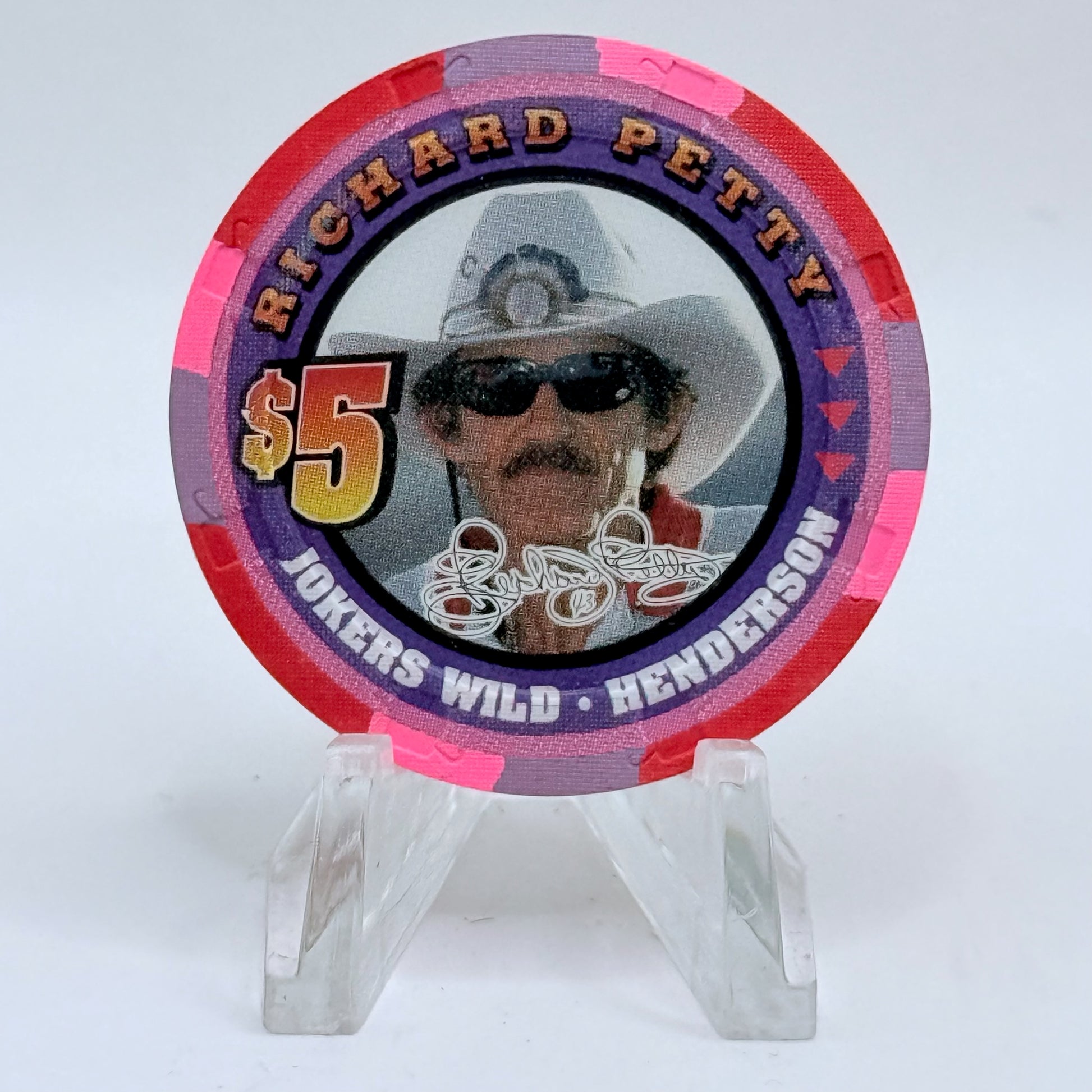 Jokers Wild Henderson Nevada 2001 'Richard Petty' LE $5 Casino Chip V7340