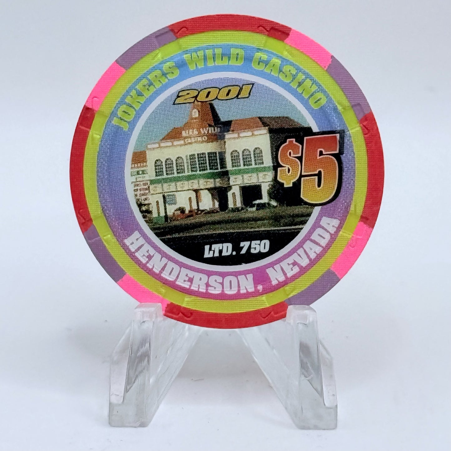 Jokers Wild Henderson Nevada 2001 'Richard Petty' LE $5 Casino Chip V7340