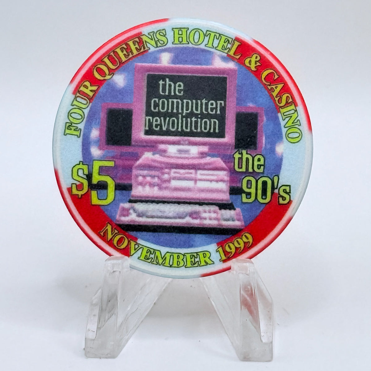Four Queens Las Vegas Nevada 1999 'Computer Revolution' Series 17 LE $5 Casino Chip V2532