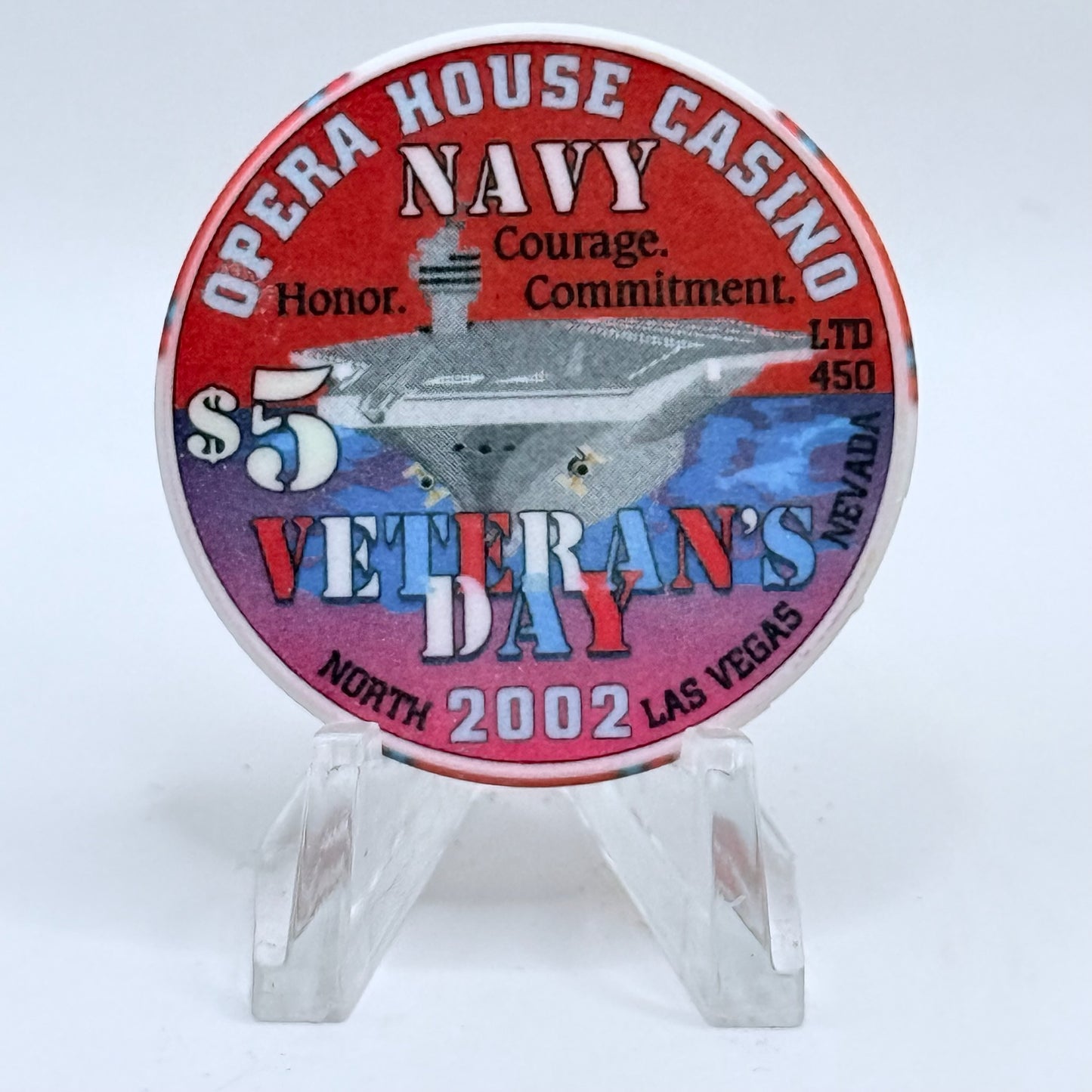 Opera House Casino N. Las Vegas Nevada 2002 'Veterans Day' LE $5 Casino Chip E1747