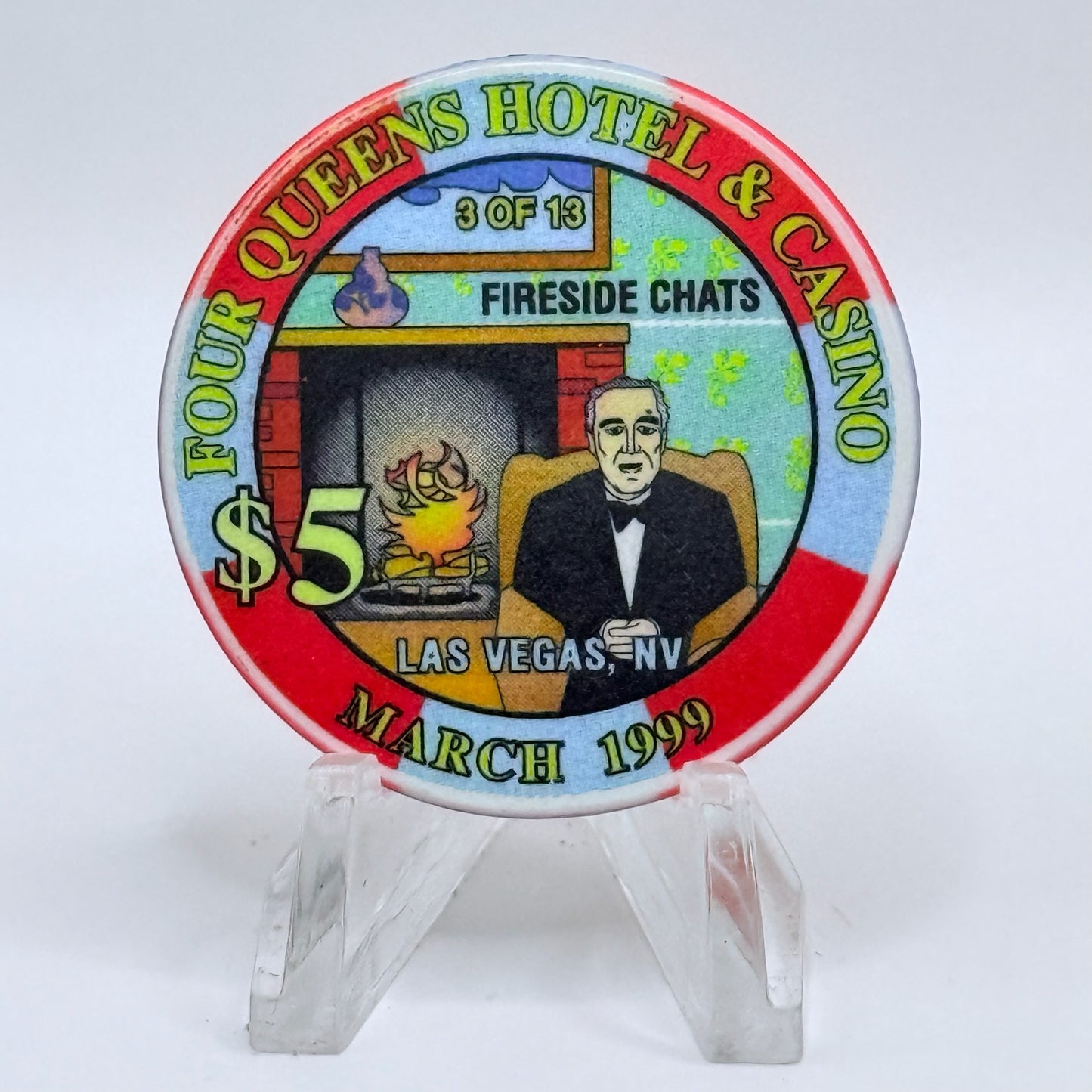 Four Queens Las Vegas Nevada 1999 'Fireside Chats' Series 17 LE $5 Casino Chip V2524
