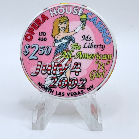Opera House Casino N. Las Vegas Nevada 2002 'July 4th' LE $2.50 Casino Chip E1737