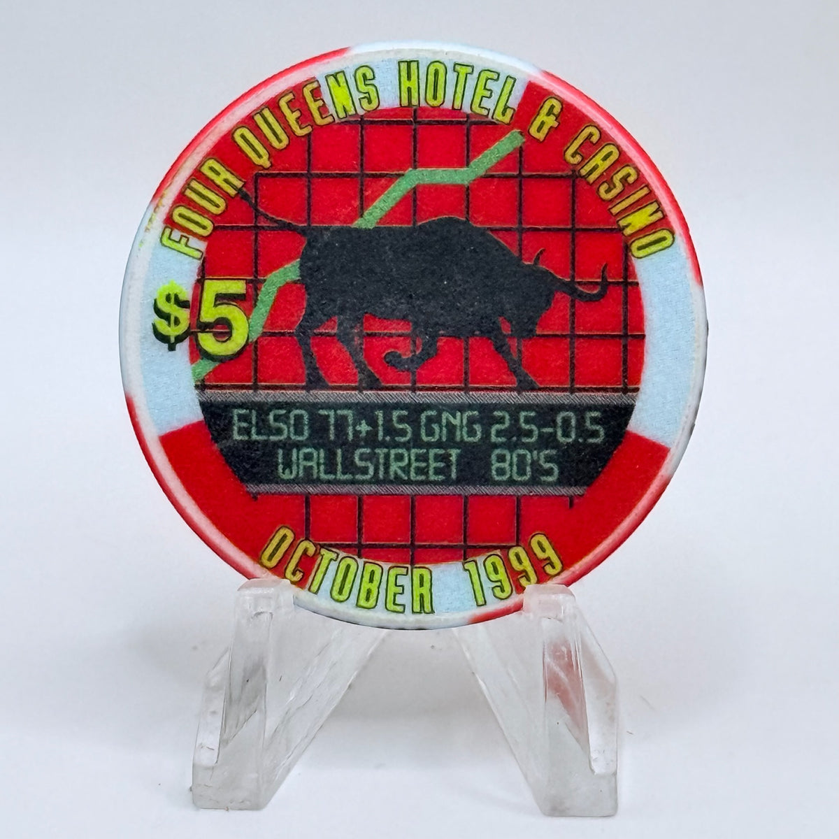 Four Queens Las Vegas Nevada 1999 'Walstreet' Series 17 LE $5 Casino Chip V2531