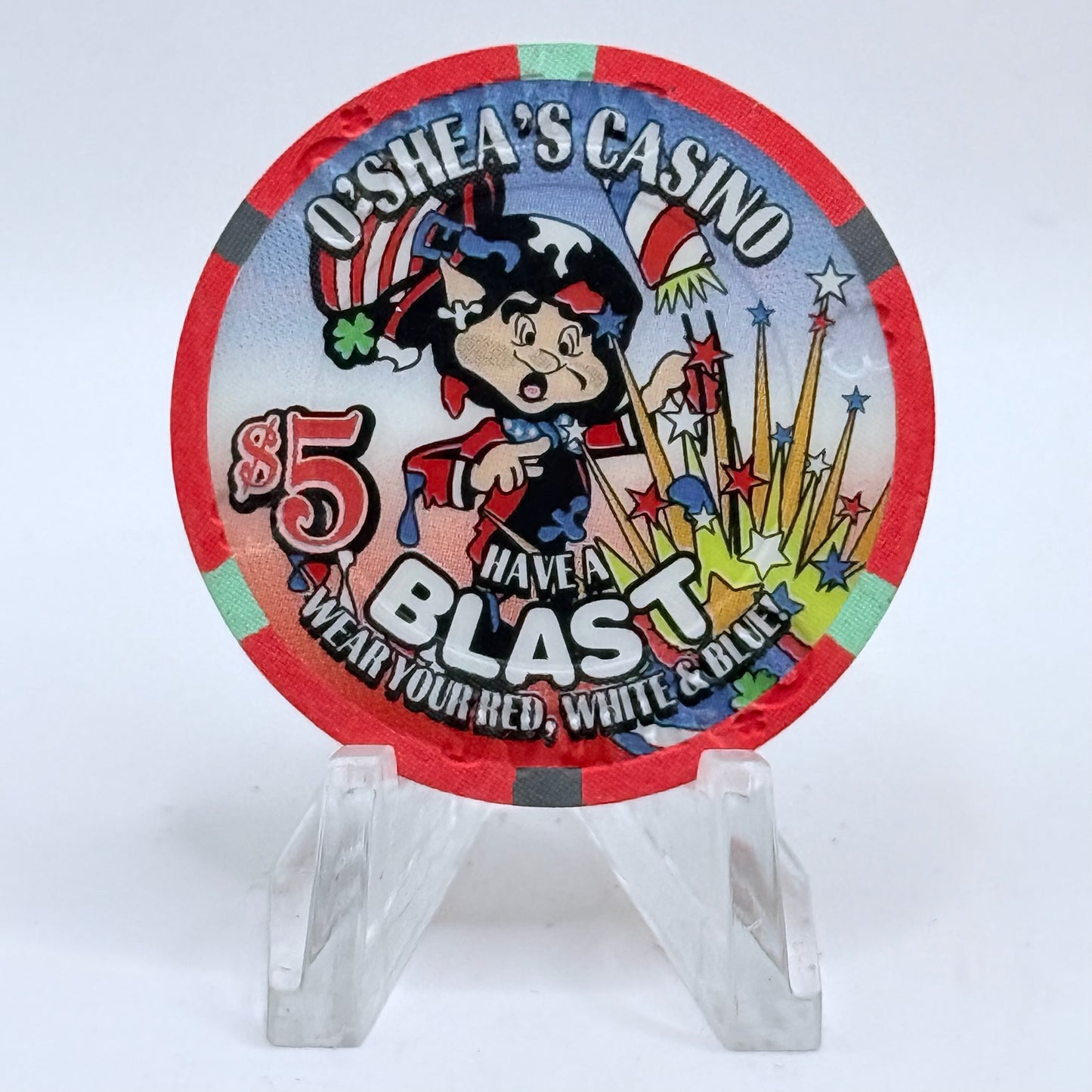 O'Sheas Las Vegas Nevada 2001 'July 4th' LE $5 Casino Chip V7079