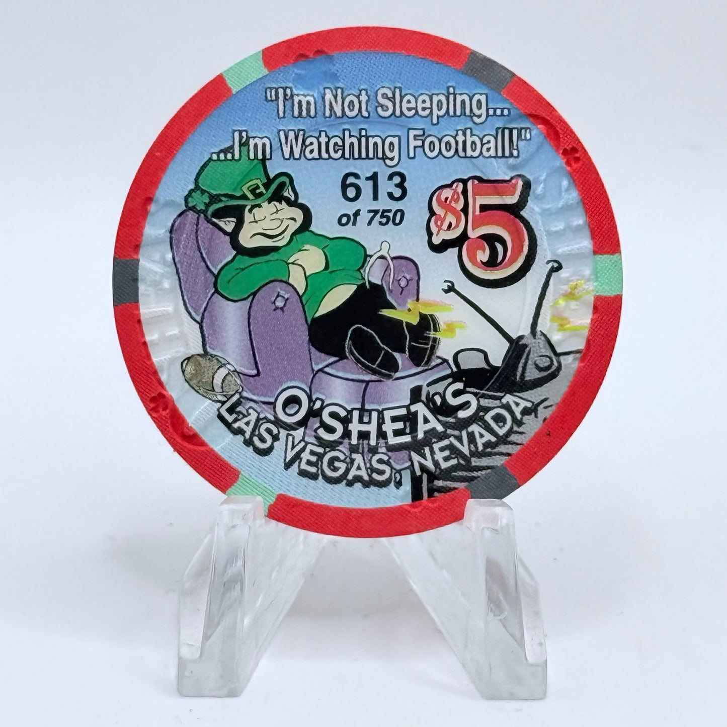 O'Sheas Las Vegas Nevada 2001 'Thanksgiving' LE $5 Casino Chip V9317