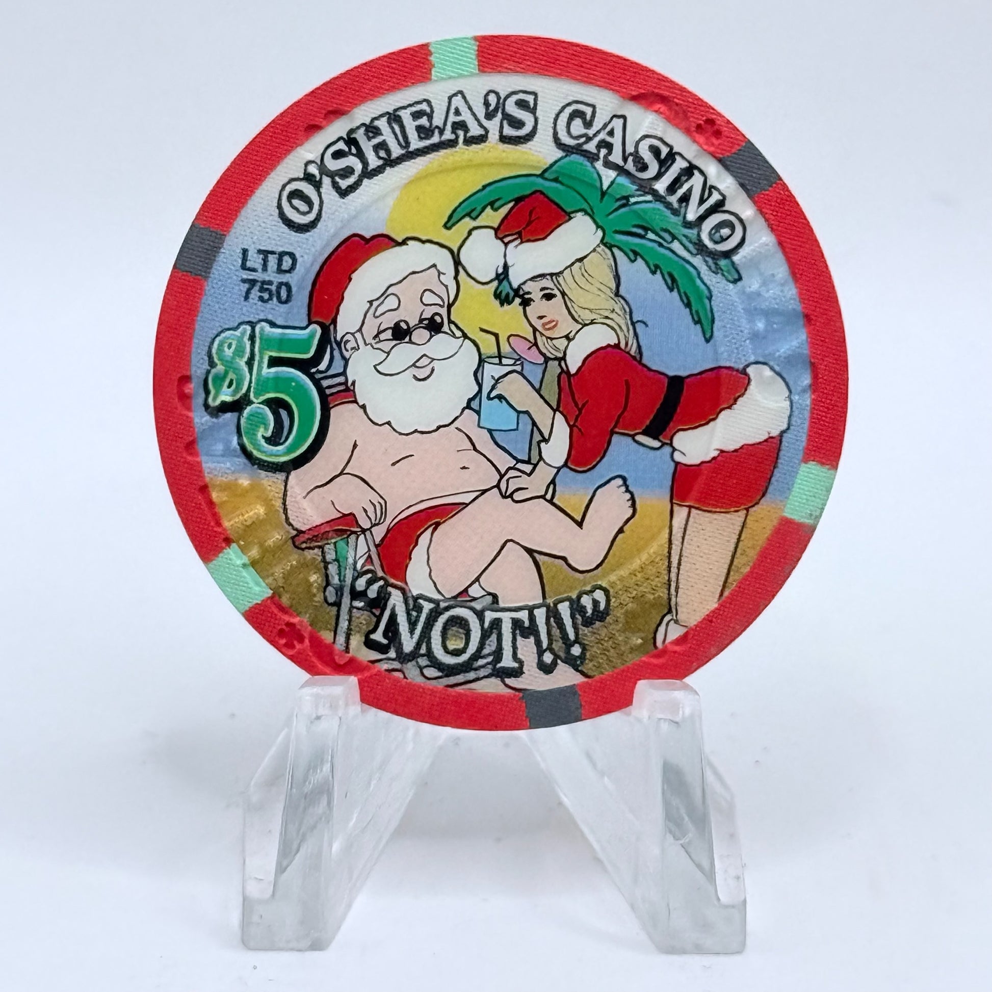 O'Sheas Las Vegas Nevada 2001 'Christmas' LE $5 Casino Chip V9309