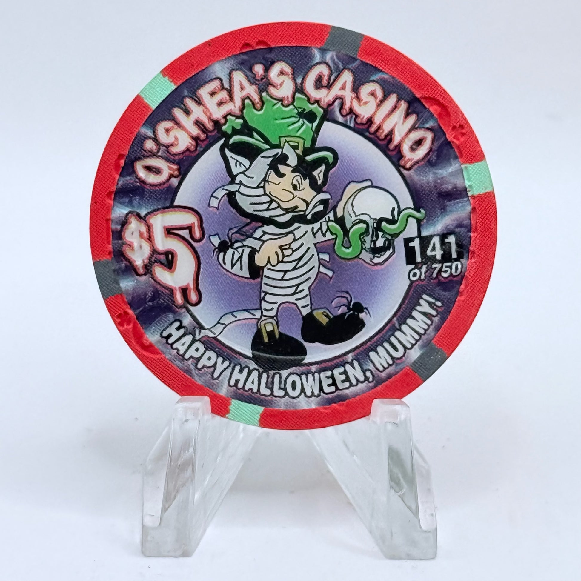 O'Sheas Las Vegas Nevada 2001 'Halloween' LE $5 Casino Chip V9314