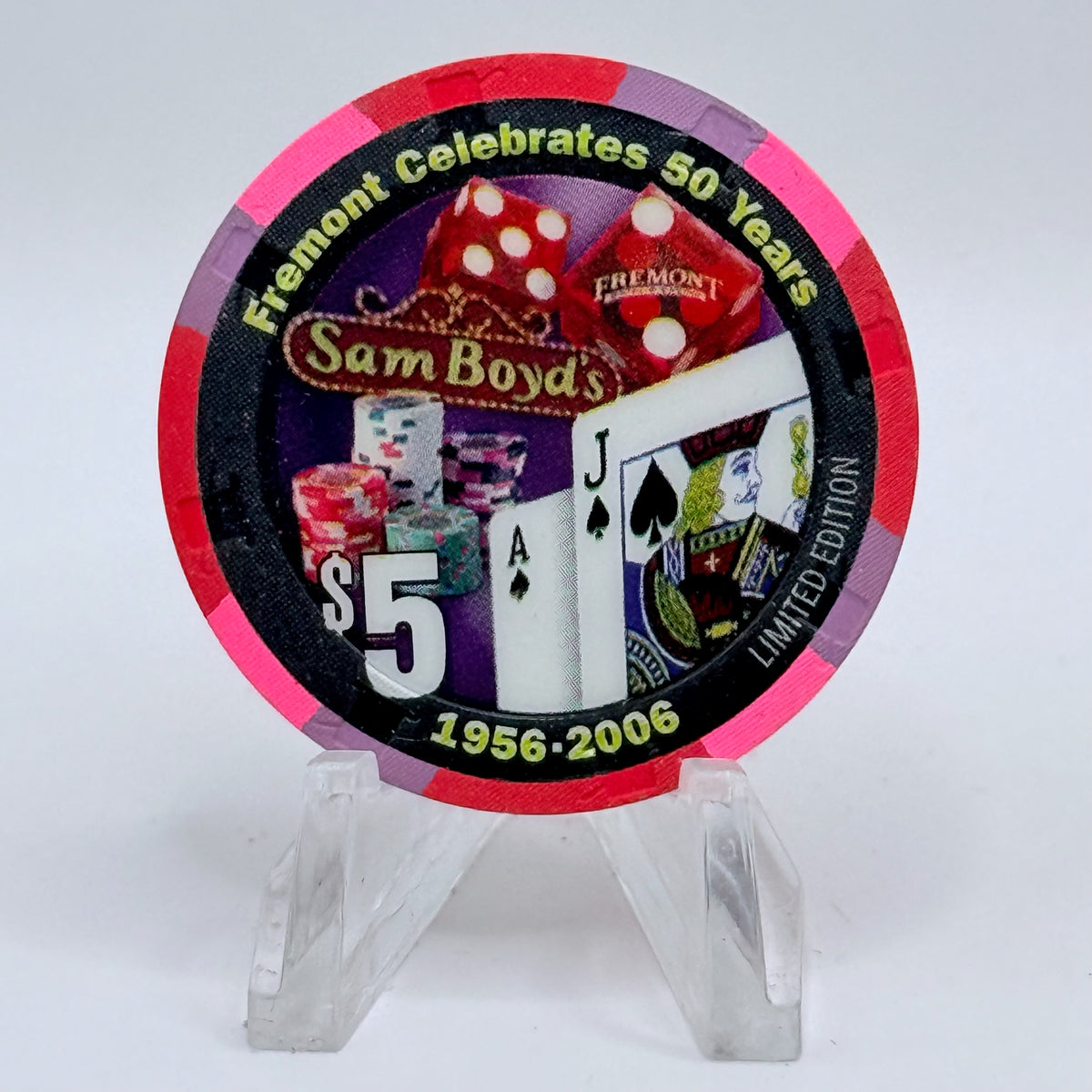 Fremont Las Vegas Nevada 2006 '50 Years' LE $5 Casino Chip E8980