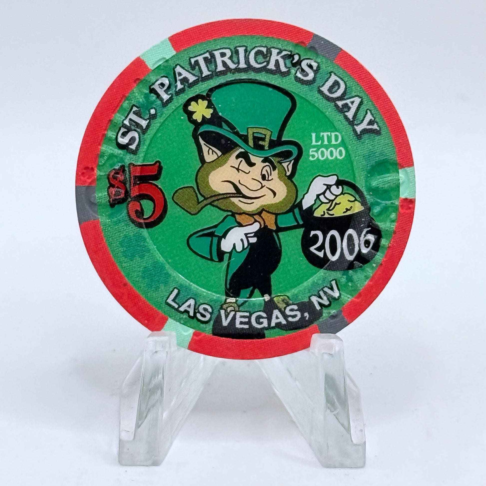 O'Sheas Las Vegas Nevada 2006 'St. Patrick's Day' LE $5 Casino Chip E8191