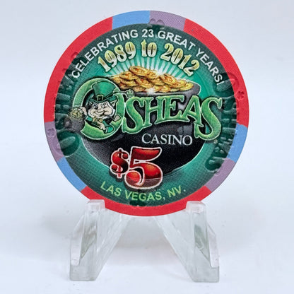 O'Sheas Las Vegas Nevada 2012 '23rd Anniversary' LE $5 Casino Chip D0585