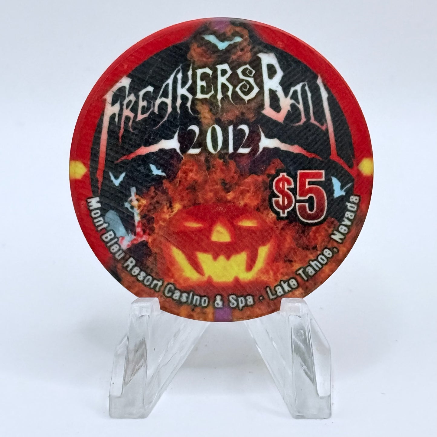 Montbleu Lake Tahoe Nevada 2012 'Freakers Ball' LE $5 Casino Chip D0870